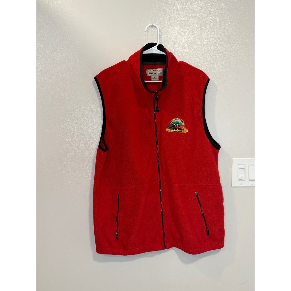 Colorado Timberline Skunk Train Fort Bragg Fleece Vest Mens XL Red Full Zip